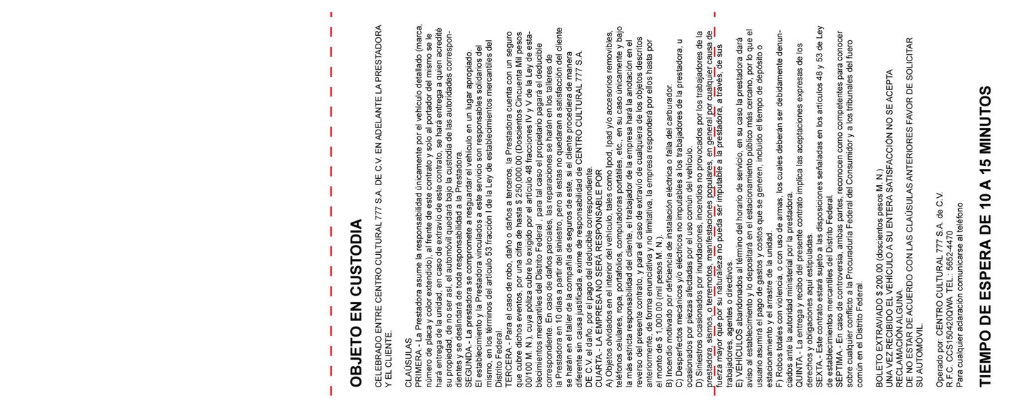 Boletos Valet Parking Foliados 777 Folios - 10001 - 20000 - El 78 Centro Impresor