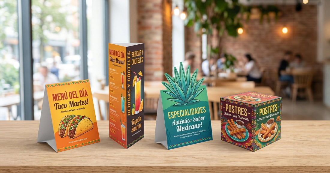 Tent cards: qué son y cuál necesita tu negocio (guía 2026) - El 78 Centro Impresor