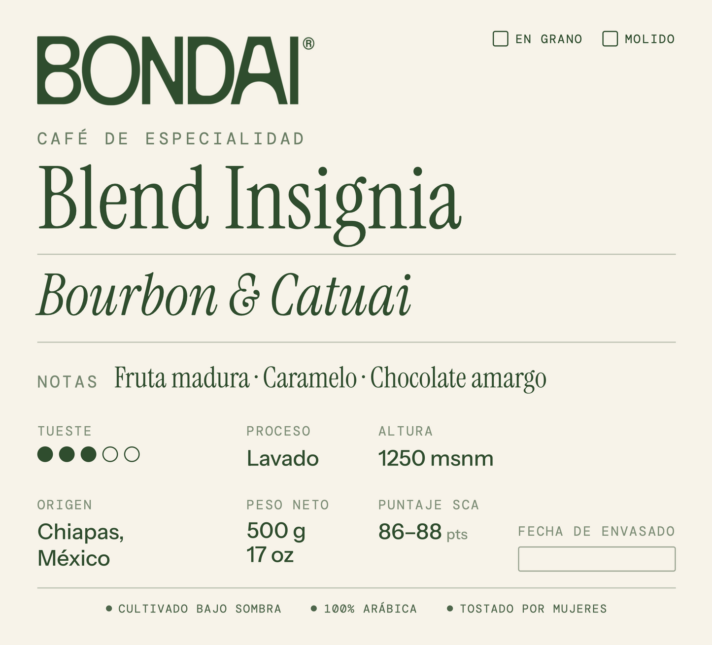 Planilla de etiquetas Bondai 500