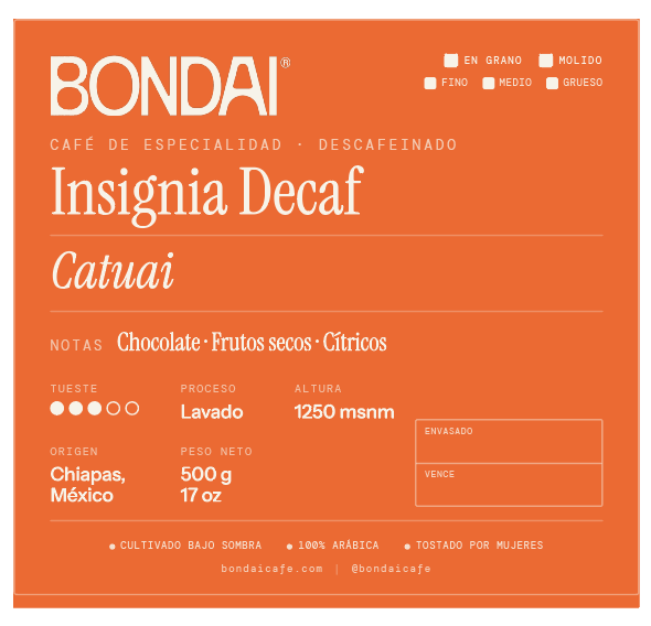 Planilla de etiquetas Bondai 500 Decaf