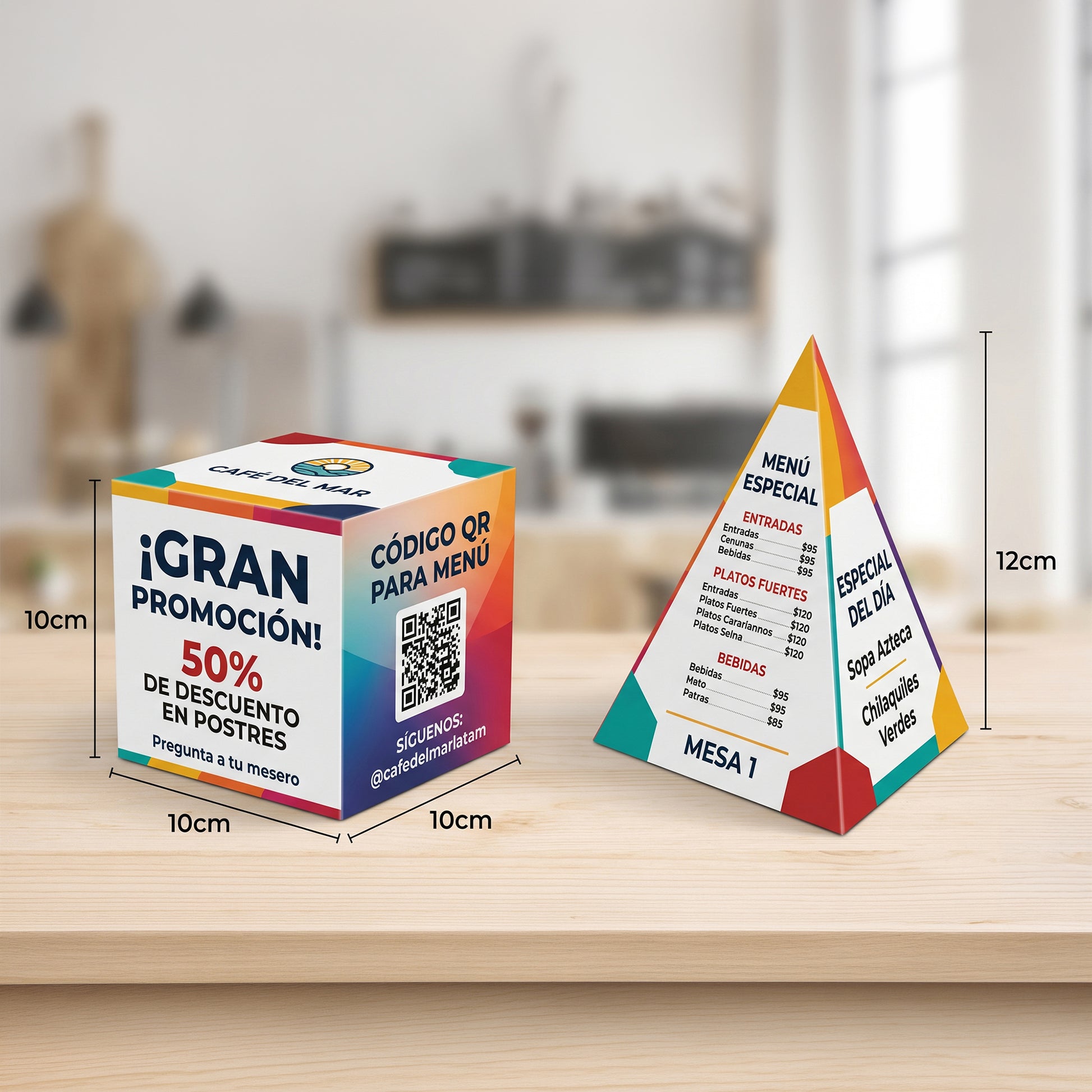 Displays de mesa cubo y pirámide en cartulina 350g — El 78 Centro Impresor