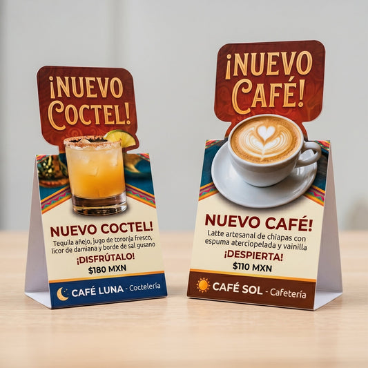 Tent Card Suajado Personalizado | Caballete Die-Cut 350g - El 78 Centro Impresor