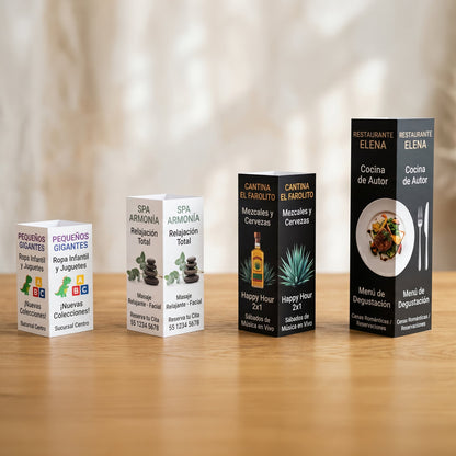 Tent Card Torre Personalizado | Display Vertical 350g - El 78 Centro Impresor